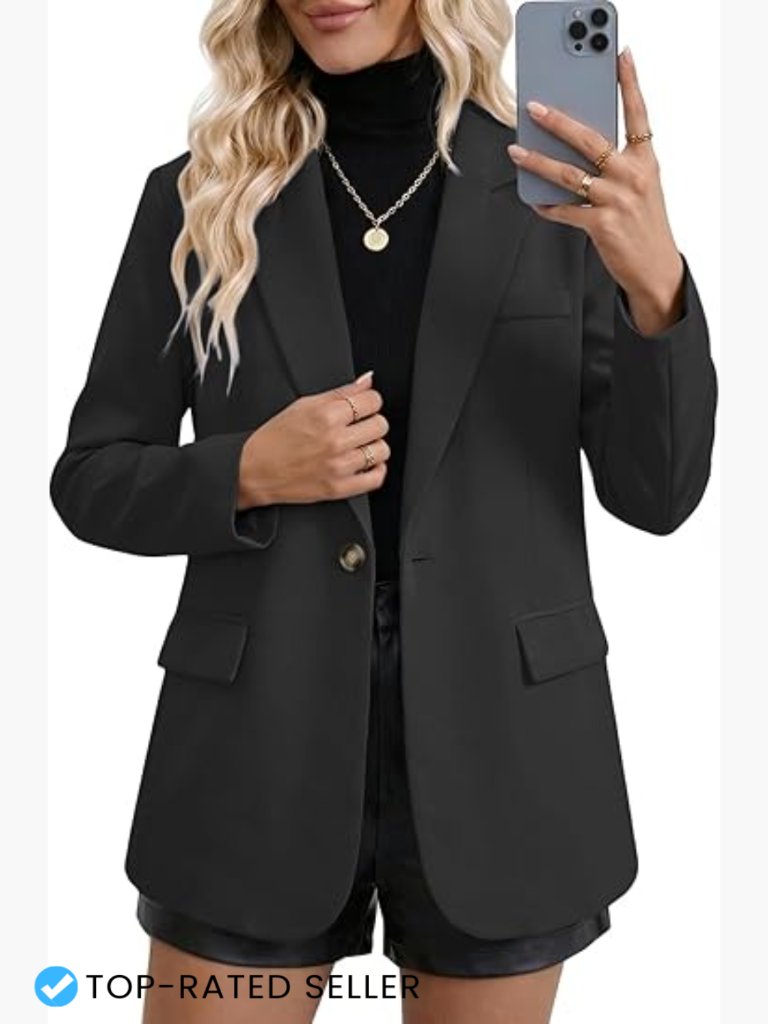 Oversized Blazer Jacket Lightweight Polyester Belted Professional Casual Chic